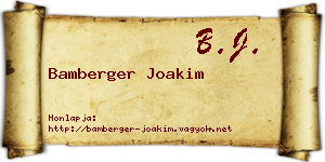Bamberger Joakim névjegykártya